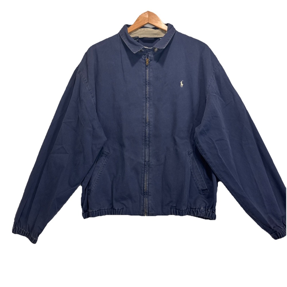 VTG 80s Polo Ralph‎ Lauren Jacket Mens XL Blue Full Zip USA Made Jacket
